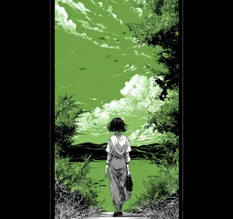 热血漫画《暗影武士》封面，主角持刀战斗